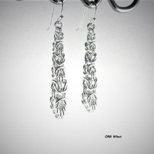 Sterling Silver Chain Link Byzantine Earrings Valentine Gift Wife BFF Jewelry